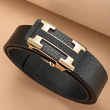 3.4cm Wide Automatic Metal Buckle Belt For Men Genuine Leather Waistband High Quality luxury Brand Casual Cowskin Ceinture Homme