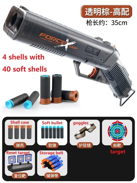 New Toy Gun Double-Barreled Soft Bullet Gun Toy Outdoor Sports Shotgun Simulated Shell Throwing Toy Adult Children Birthday Gift