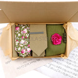 Viola Design 7 PCS Gift Box Cotton Sock Tie Sets Clip Pin Cufflinks Hanky Solid Floral Men Wedding Party Daily Cravat Accessory