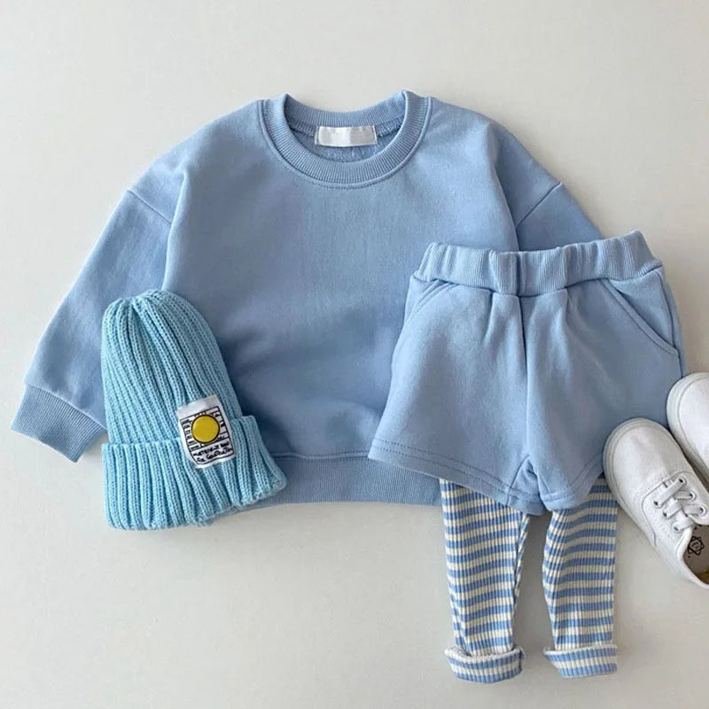 Girls Clothes Sets Korean Children Spring Autumn Sweatshirt Top+Flare Pant Suit Tracksuit Baby Clothing Boys Loungewear Outfits