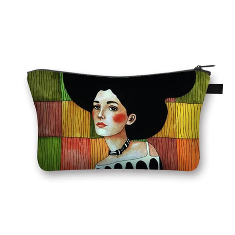 Fashion Lady Painting Print Cosmetic Bag Woman Portable Travel Makeup Storage Bags Afro Girl Cosmetic Case Lipstick Holder Bag