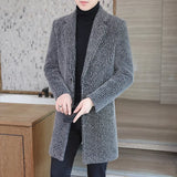 2023 High-end Feel Men Fashion Handsome All Woolen Coat Suit Collar Long Trench Coat Woolen Coat Thick Casual  Winter Jacket Men