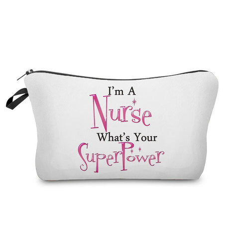 Nurse Makeup Bag Women Cosmetic Bag Toiletry Travel Organizer Lady Purse Cartoon Alphabet Print Zipper Hospital Doctor Gifts