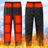 10 Zones Heating Pants Elastic Waist USB Heated Sports Trousers Skiing Fishing Motorcycle Outdoor Casual Thermal Pants Plush