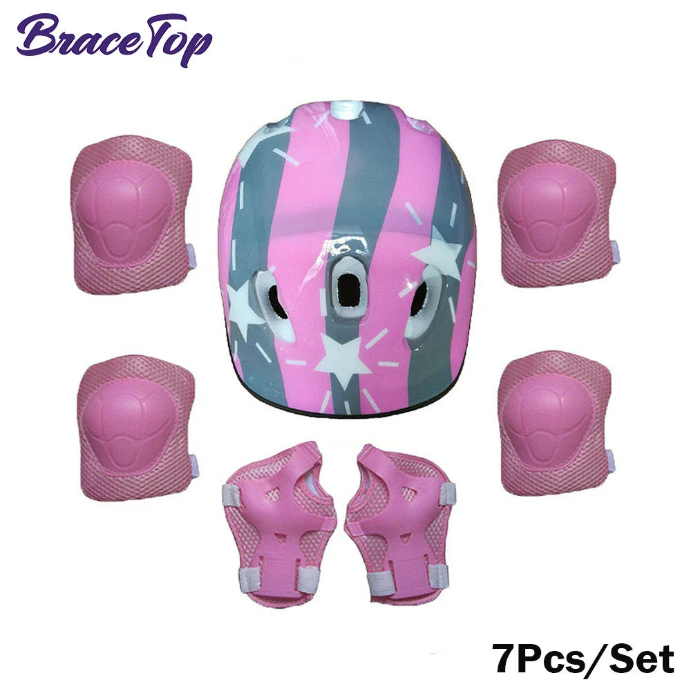 7Pcs Kids Skating Protective Gear Set Children Knee Wrist Guard Elbow Pads Bicycle Skateboard Ice Skating Roller Protector Guard