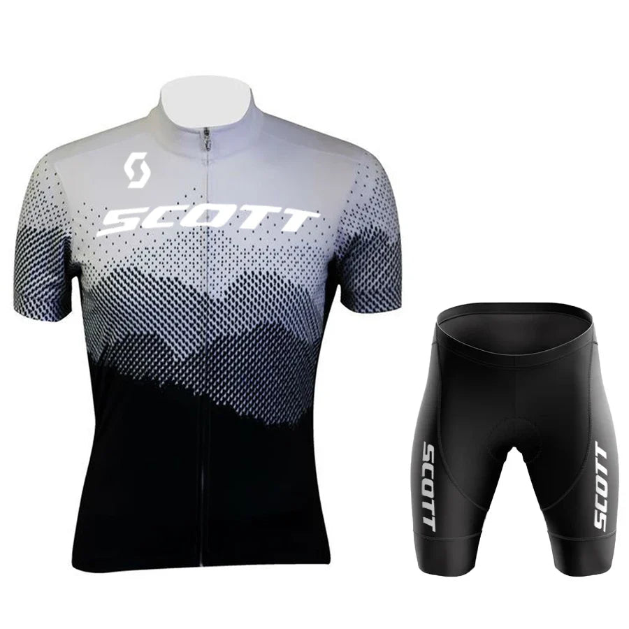 Men's Cycling Suit Jersey Mtb SCOTT Clothing Man Laser Cut Mens Sets Summer 2024 Complete Uniform Shorts Bib Short Jacket