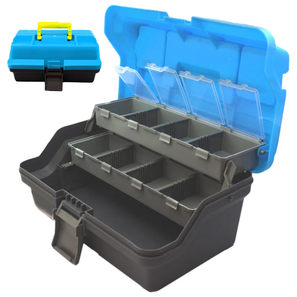 3-Layer Folding Fishing Tackle Box Multipurpose Fishing Storage Box with Handle Hardware Storage Box for Fishing Tackle Storage