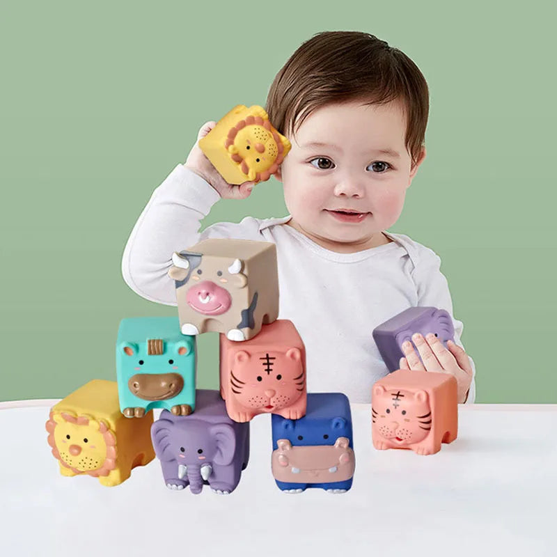 Cartoon Children's Puzzle Assembly Cute Toys for Infants Young Children's Cognitive Relief Soft Rubber Block Bathing Toy