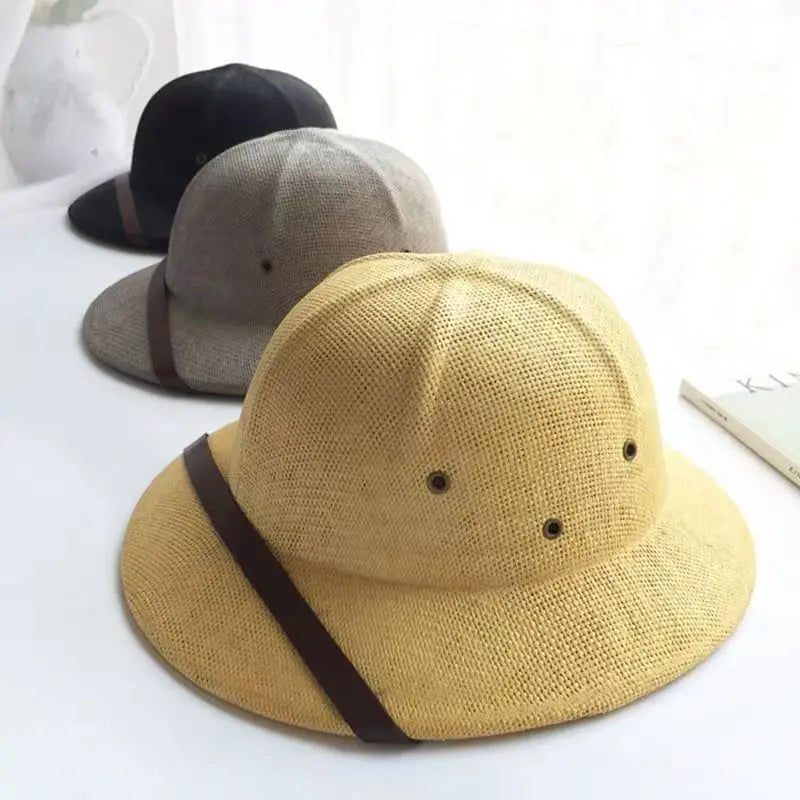 Fashion Vietnam War Army Hat Women Men British Explorer Straw Helmet Summer Boater Bucket Sun Hats Unisex Jungle Miners Cap