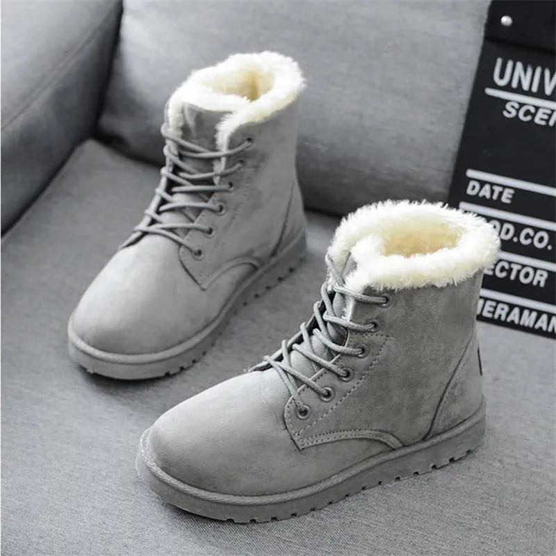 2022 New Fashion Women Boots Winter Snow Boots Female Boots Warm Lace Flat with Women Shoes Tide Shoes Hot Sale 35-40