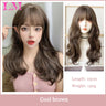 LM Dark Brown Wig Long Wave Wigs for Women Synthetic Hair Wig With Bangs Heat Resistant Party Daily Natural Use