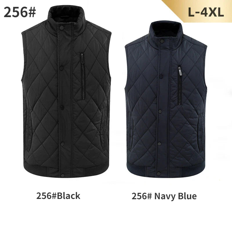 Multi Pocket Men's Vest Thickened Warm Outdoor Sleeveless Jackets Winter Classic Zipper Parkas Middle Aged Elderly Male Coats