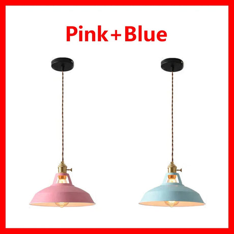 Pendant Light Retro Industrial Colorful Restaurant Kitchen Home Ceiling Lamp Vintage Hanging Light Lampshade Decorative Lamps