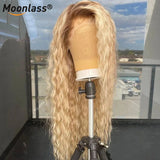 T4 613 13x4 Lace Frontal Human Hair Wig 613 Blonde Deep Wave Brazilian Hair Wigs HD Transparent Blonde Lace Front Human Hair Wig