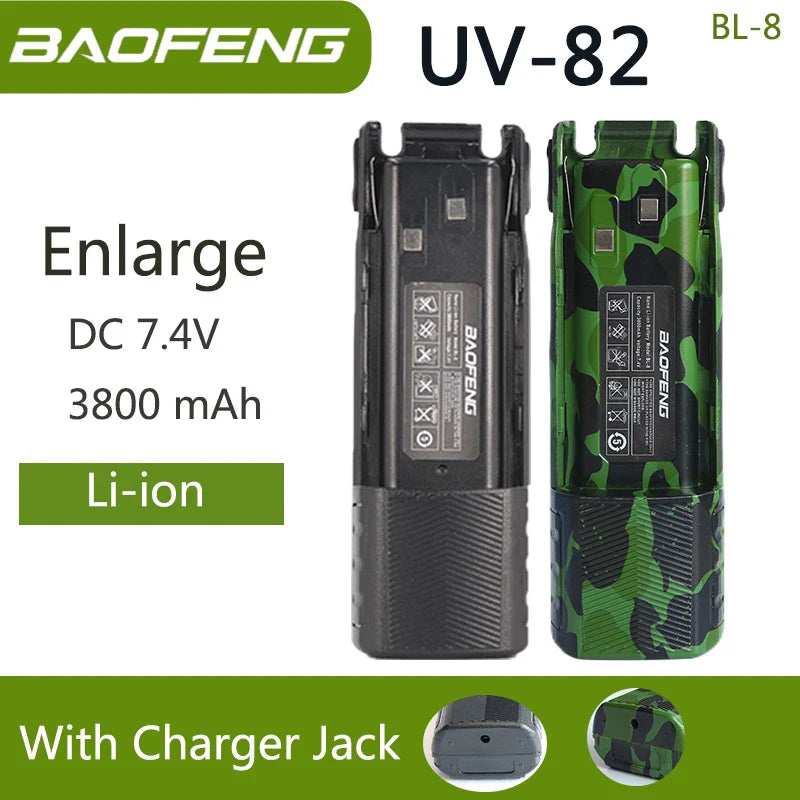 Baofeng UV 82 BL-8 Battery Walkie Talkie Ham Radio 2800/3800/4200 mAh Enlarge UV82 Plus UV-8D UV-82WX Original Radio Accessories