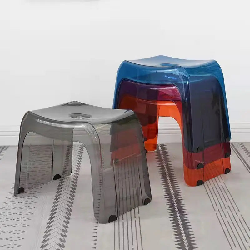 Household Living Room Tea Table Transparent Low Stool Shoes Stool Sofafoot Net Red Backless Chair Bathroom Shower Plastic Stool