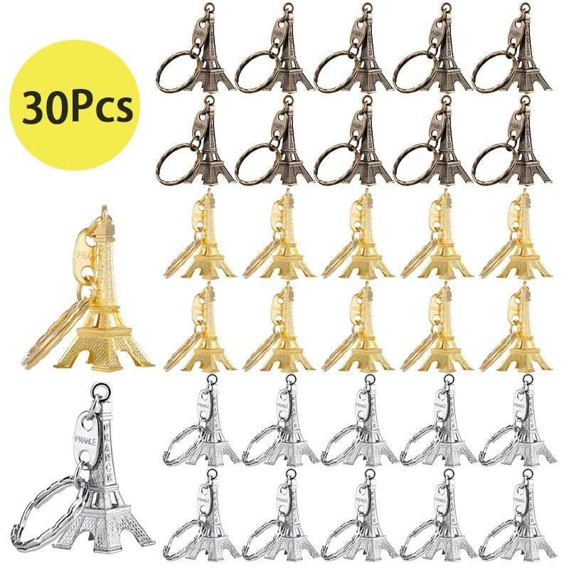 30Pcs Parisian Party Gifts Eiffel Tower keychain French Souvenir retro decor Girl Ladies for Party Bride Wedding