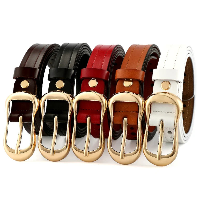 Women Belts Long Cow Genuine Leather Good Quality Alloy Gold Pin Buckle Fashion Soft Genuine Leather Strap Belt Jeans Lady Cinto