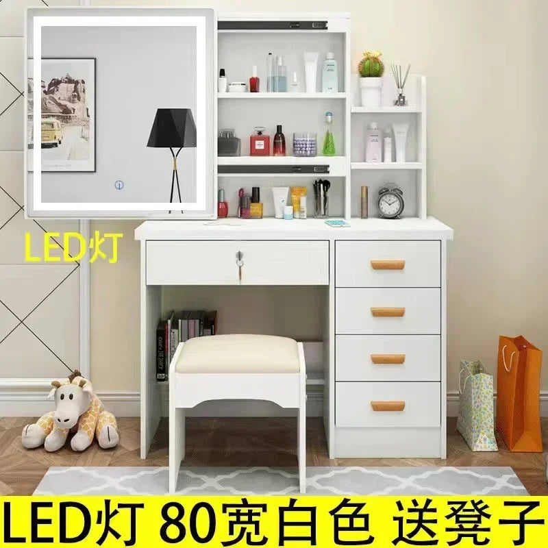 Dressing Table Length Drawers Amp Stool  Bedroom Small Apartment Simple Modern Sliding Mirror Simple Storage Cabinet Furniture