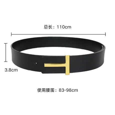 Luxury 3.8cm Width TF Real Leather Designer Brand T Outdoor Men Belt Soft Real Sports Accessories Women Black Belt