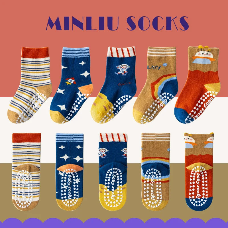 Dinner Trampoline Baby Cotton Socks 1-12 Years Old Middle School Children's Socks Cartoon Boys Socks Spring and Autumn Age Range