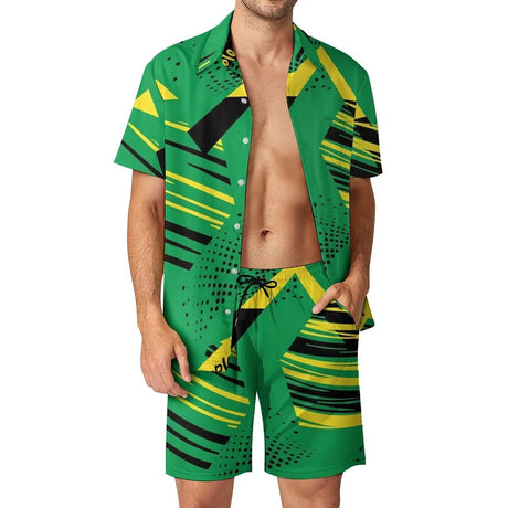 Jamaican Flag Men Sets Jamaica Cushion Aesthetic Casual Shirt Set Short-Sleeve Design Shorts Summer Vacation Suit Plus Size 3XL