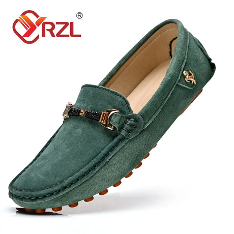 YRZL Loafers Men Big Size 48 Soft Driving Moccasins High Quality Flats Genuine Leather Shoes Men Slip-on Suede Loafers for Men