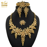 ANIID Indian Jewellery Set Party Wedding Dubai Gold Color Jewelry For Women Necklac Bracelet Earring Gift Nigeria Ethiopian