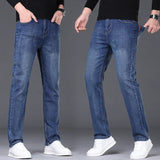 High Quality Brand Jeans Mens Large Size Business Casual Jeans Fashion Slim Fit Stretch Straight Denim Pants Four Season