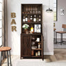 Bar Cabinet, Tall Farmhouse Coffee Bar Wine Cabinet for Liquor and Glasses, Dining Room Bar Cabinet with Storage, Liquor Cabinet