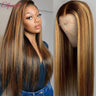 Highlight Ombre 13x4 13x6 HD Transaprent Lace Front Wig Human Hair Pre Plucked Honey Blonde Lace Frontal Wig Brazilian Hair