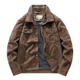 NEEDLESNOAH Men Vintage Brown Pilot Suede Jacket Spring Autumn Cargo Jacket Lightweight Turn down Collar Casual Jacket