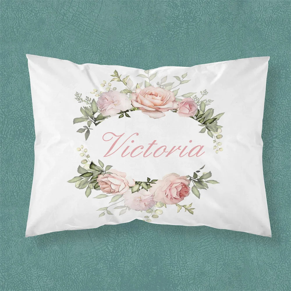 Name Personalized Baby Crib Cushion Cover Cute Bed Pillow Case for New Born Girl Boy Custom DIY Birthday Gift Bed Linen Bedding