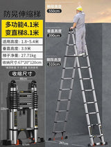 Home Kitchen Telescopic Ladder Aluminum Alloy Step Stools Multi-functional Engineering Ladder Portable Folding Straight Ladder