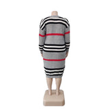 LW Plus Size coat Dropped Shoulder Striped Loose Cardigan 2023 NEW Women Sweaters Autumn/Winter long Knitted Cardigan Tops Coat