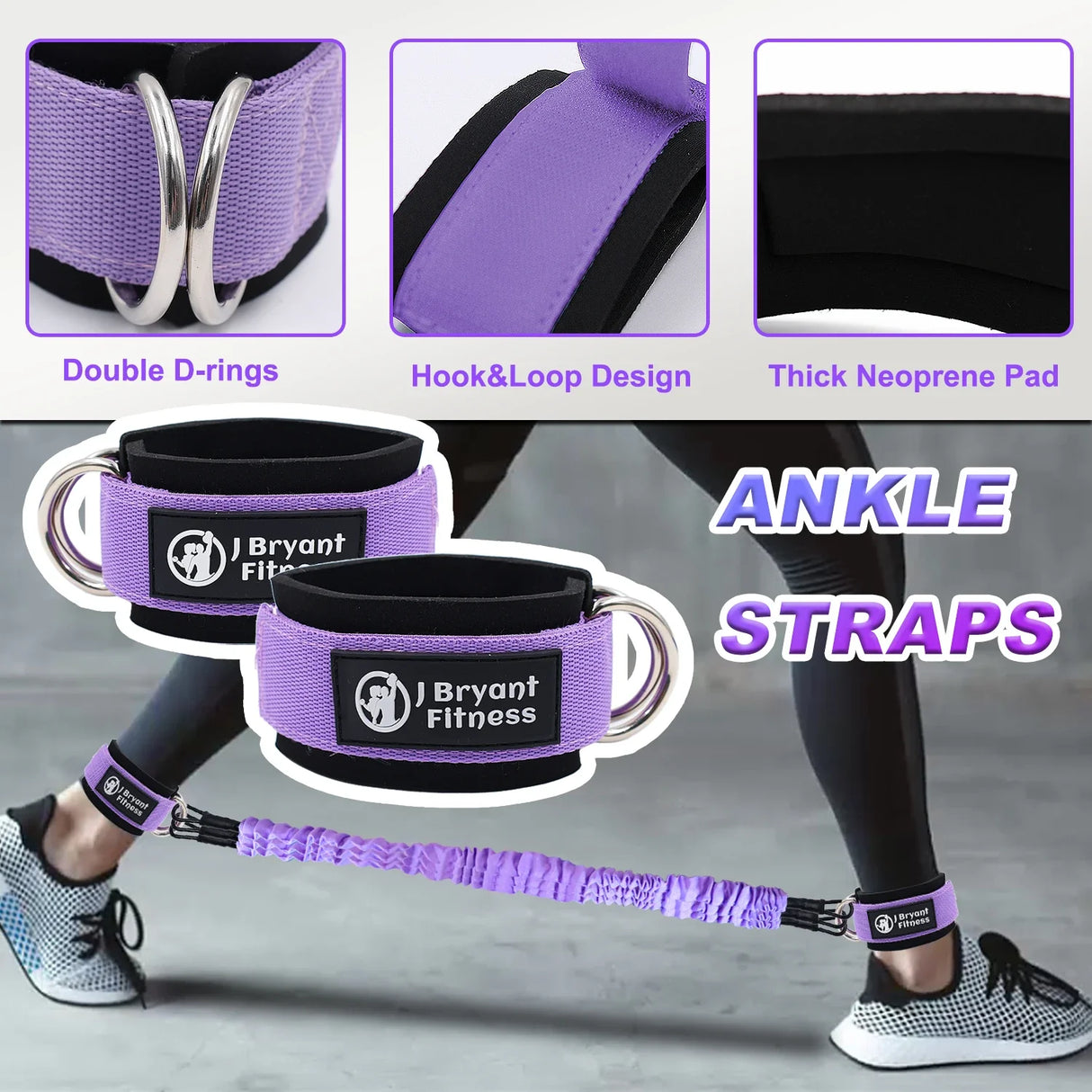 Ankle Resistance Bands with Cuffs Set 60LB 3 Different Pound Resistance Bands for Leg Glute Exercise fitness Equipment