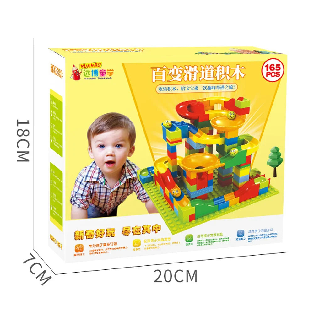 Marble Race Run Blocks Small Size Construction Building Blocks Funnel Slide Blocks Assemble Bricks Toys for Children gift