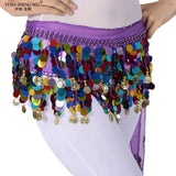 Colorful Belt Belly Dance Belt Costumes Double Layers Sequins Tassel Belly Dance Hip Scarf for Women Indian Belly Dancing Belts