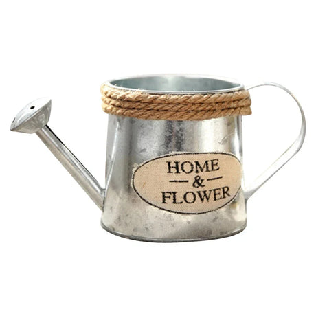 Vintage Metal Flower Vase Iron Watering Can Shaped Rustic Farmhouse Decor with Handle Home Decoration 3.3" High