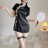 Sexy Pajamas Cheongsam Dress Uniform Temptation Chinese Traditional Women Retro Improve Split Qipao Skirt Exotic Costume 3colors