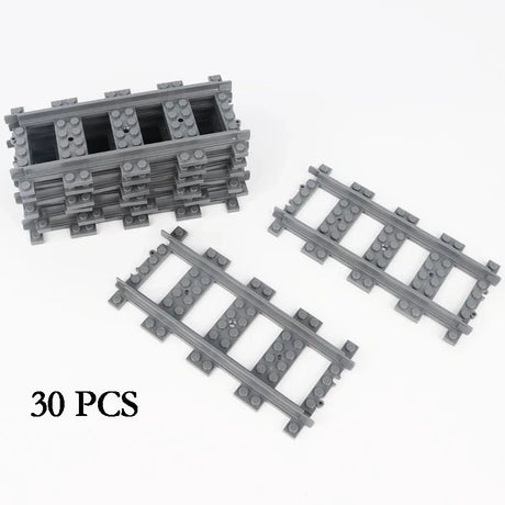 City Train Track Building Block Set 100PCS Soft Straight Curve Flexible Switch Railway Tracks Rails DIY Toys For Boys