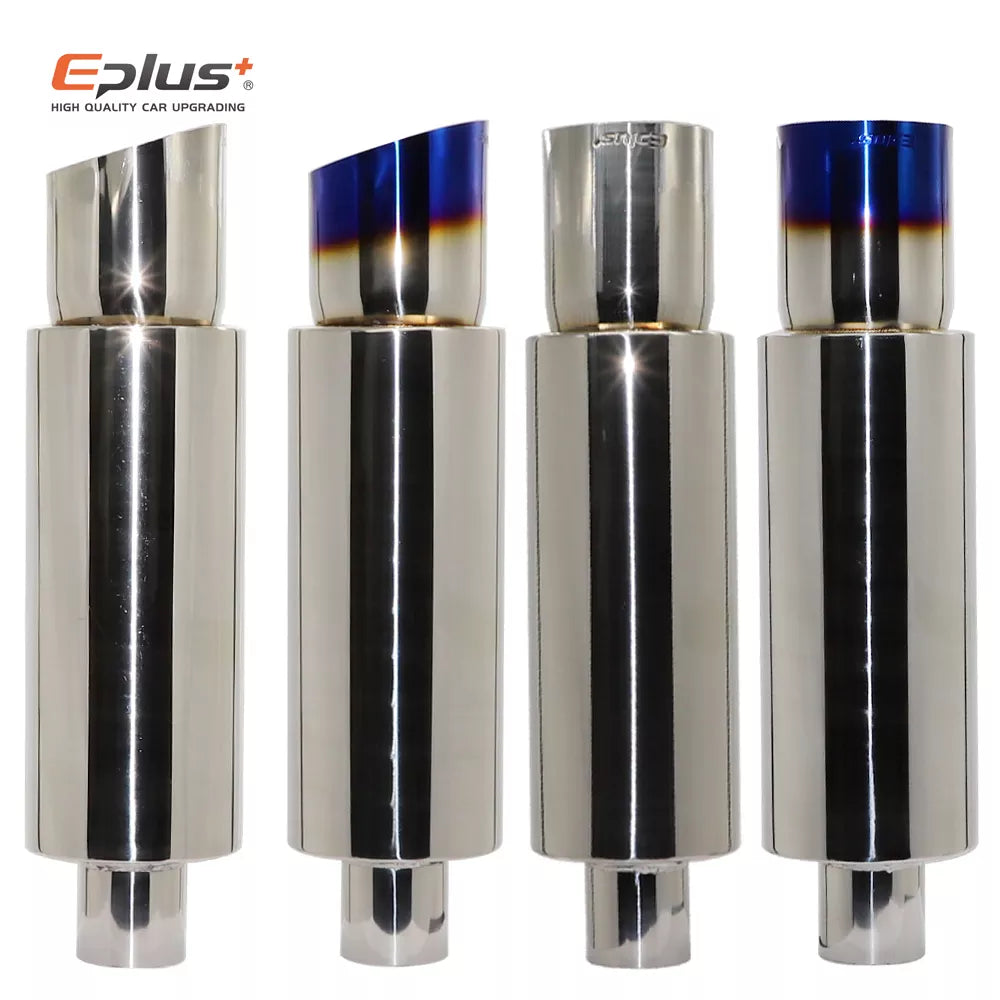 EPLUS Car Exhaust Straight Pipe Muffler Tail Pipe Universal High Quality Stainless Steel Interface 51 63 76MM Exhaust System End