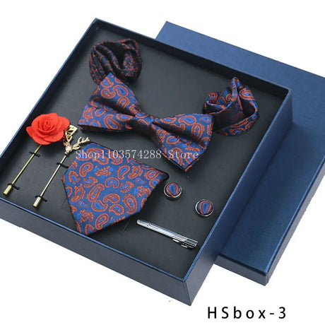 Luxury High Grade Mens Tie Set Nice Gift Box Silk Tie Necktie Set 8pcs Inside Packing Festive Present Pocket Squares