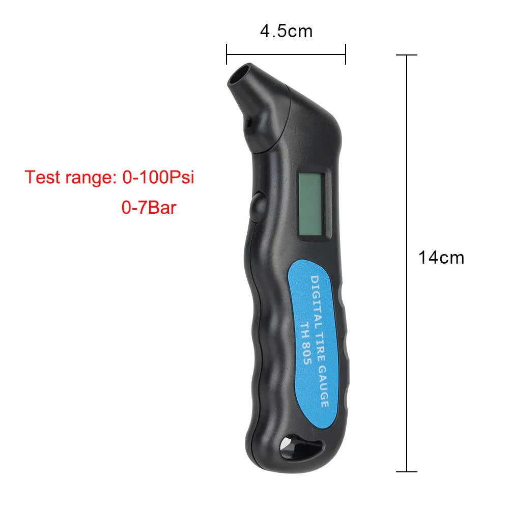 0-100Psi/7Bar Motorcycle Tire Test Gauge Tester TPMS Tyre Pressure Meter Digital Manometer Bicycle Car Accessories Universal