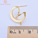 (2588)6PCS 20MM 24K Gold Color Brass Round with S line Stud Earrings High Quality Diy Jewelry Findings Accessories