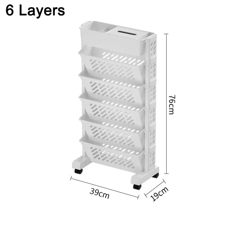 Floor Mounted Movable Bookshelf Table Side Bookcase 5 Layers Magazine Rack Bookshelf Holders Shelf Classroom Desk Storage Rack