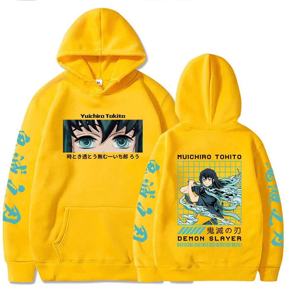 New Funny Japan Anime Demon Slayer Women Hoodies Plus Size Sweatshirt Harajuku Muichiro Tokito Printed Hooded Girl Pullover