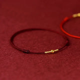 Small Gold Color Titanium Beads Red Thread Woven Braid Couple Bracelets Anklets for Women Men Fashion Jewelry YBR687