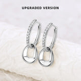 Anziw D Moissanite Hoops Earrings Silver 925 1.3mm Round Cut Certified Jewelry for Women Detachable Dangle Earring Gifts for her