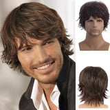 Brown Curly Wig for Men Short Synthetic Hair Wigs for Handsome Guys Natural Hairstyles  Male Afro Wave Haircuts Party Wig